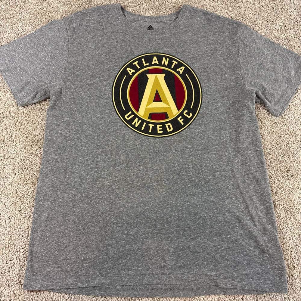 Adidas Atlanta United FC Shirt Mens XL Gray MLS Soccer Crest Logo Tee EUC
